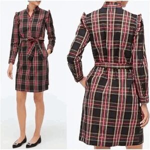 J. Crew Factory Tartan Mini Dress - Black and Red